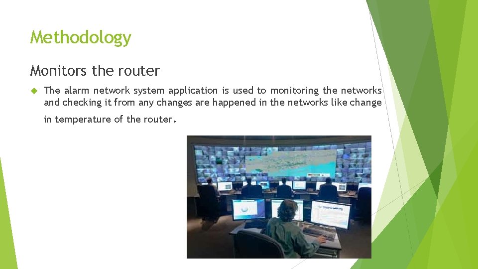 Methodology Monitors the router The alarm network system application is used to monitoring the