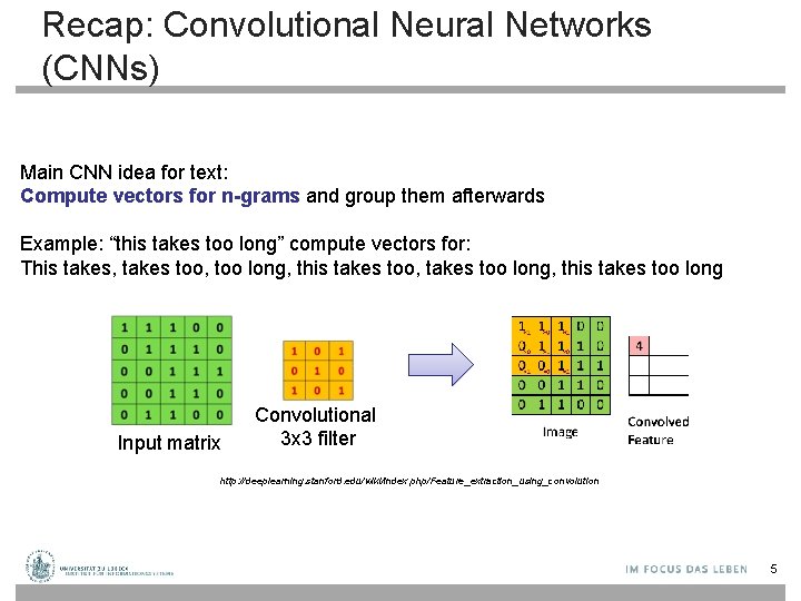 Recap: Convolutional Neural Networks (CNNs) Main CNN idea for text: Compute vectors for n-grams Recap: Convolutional Neural Networks (CNNs) Main CNN idea for text: Compute vectors for n-grams