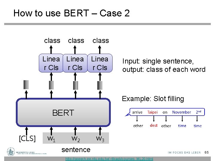 How to use BERT – Case 2 class Linea r Cls Input: single sentence, How to use BERT – Case 2 class Linea r Cls Input: single sentence,