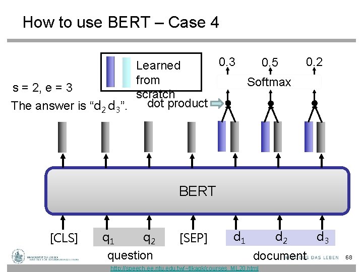 How to use BERT – Case 4 0. 3 0. 5 Learned from Softmax How to use BERT – Case 4 0. 3 0. 5 Learned from Softmax