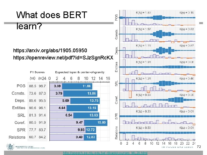 What does BERT learn? https: //arxiv. org/abs/1905. 05950 https: //openreview. net/pdf? id=SJz. Sgn. Rc. What does BERT learn? https: //arxiv. org/abs/1905. 05950 https: //openreview. net/pdf? id=SJz. Sgn. Rc.