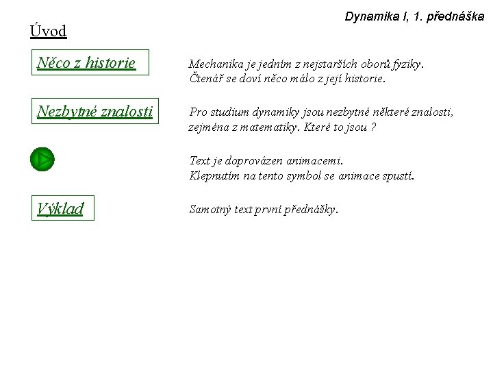 Dynamika I, 1. přednáška Úvod Něco z historie Mechanika je jedním z nejstarších oborů