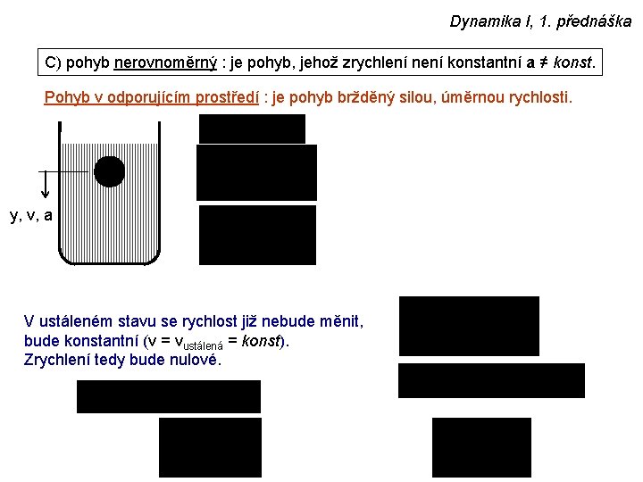 Dynamika I, 1. přednáška C) pohyb nerovnoměrný : je pohyb, jehož zrychlení není konstantní