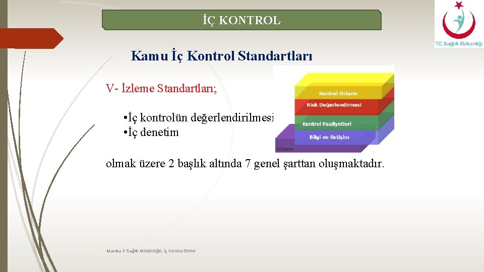 İÇ KONTROL Kamu İç Kontrol Standartları V- İzleme Standartları; • İç kontrolün değerlendirilmesi •