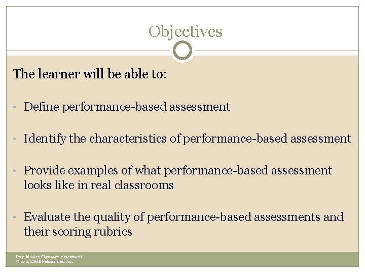 Objectives The learner will be able to: • Define performance-based assessment • Identify the