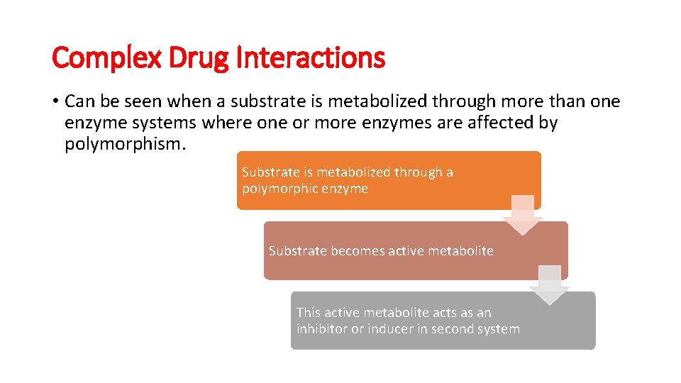 Complex Drug Interactions • Can be seen when a substrate is metabolized through more