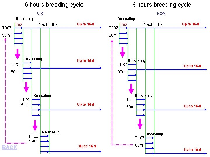 6 hours breeding cycle Old New Re-scaling T 00 Z 6 hrs Re-scaling Next