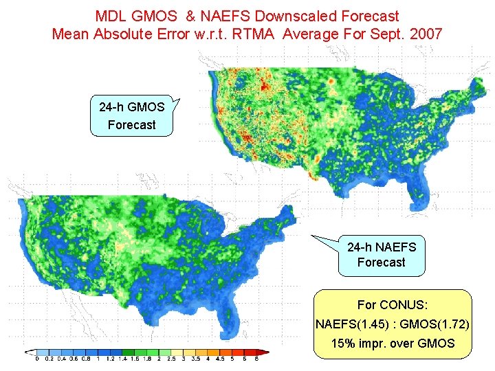 MDL GMOS & NAEFS Downscaled Forecast Mean Absolute Error w. r. t. RTMA Average