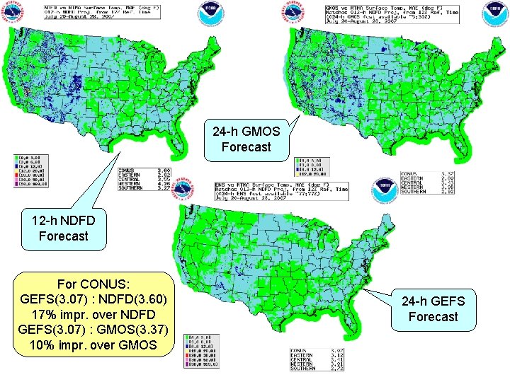 24 -h GMOS Forecast 12 -h NDFD Forecast For CONUS: GEFS(3. 07) : NDFD(3.