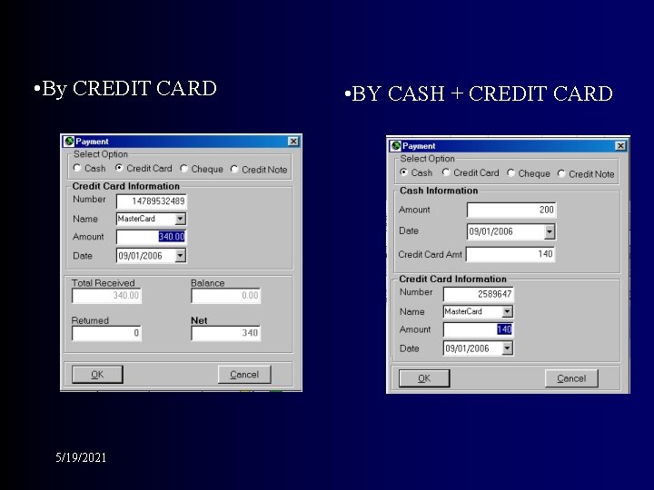  • By CREDIT CARD 5/19/2021 • BY CASH + CREDIT CARD 