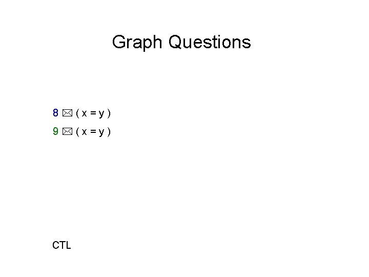 Graph Questions 8 (x=y) 9 (x=y) CTL 