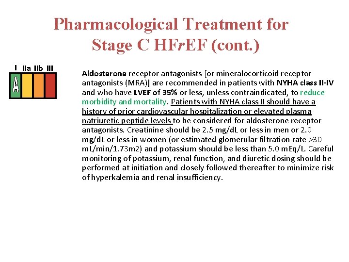 Pharmacological Treatment for Stage C HFr. EF (cont. ) I IIa IIb III Aldosterone