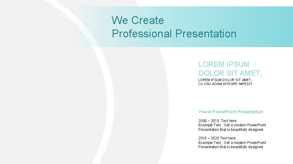 We Create Professional Presentation LOREM IPSUM DOLOR SIT AMET, CU USU AGAM INTEGRE IMPEDIT.