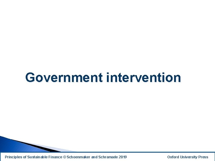 Government intervention Principles of Sustainable Finance © Schoenmaker and Schramade 2019 Oxford University Press