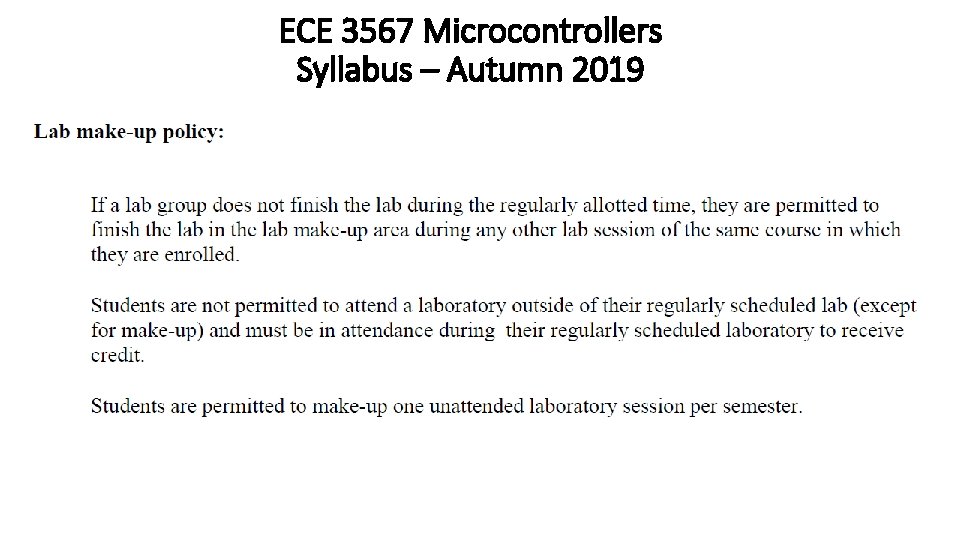 ECE 3567 Microcontrollers Syllabus – Autumn 2019 