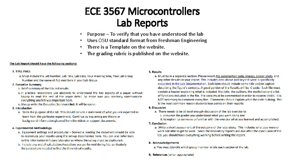 ECE 3567 Microcontrollers Lab Reports • • Purpose – To verify that you have