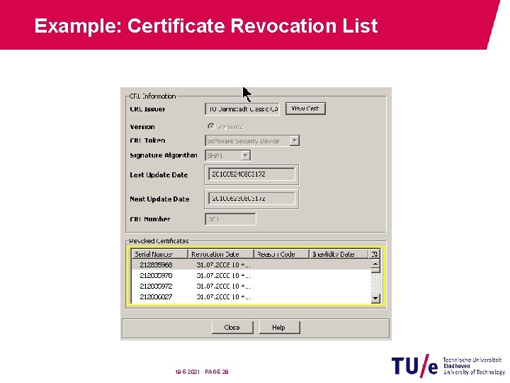 Example: Certificate Revocation List 19 -5 -2021 PAGE 28 