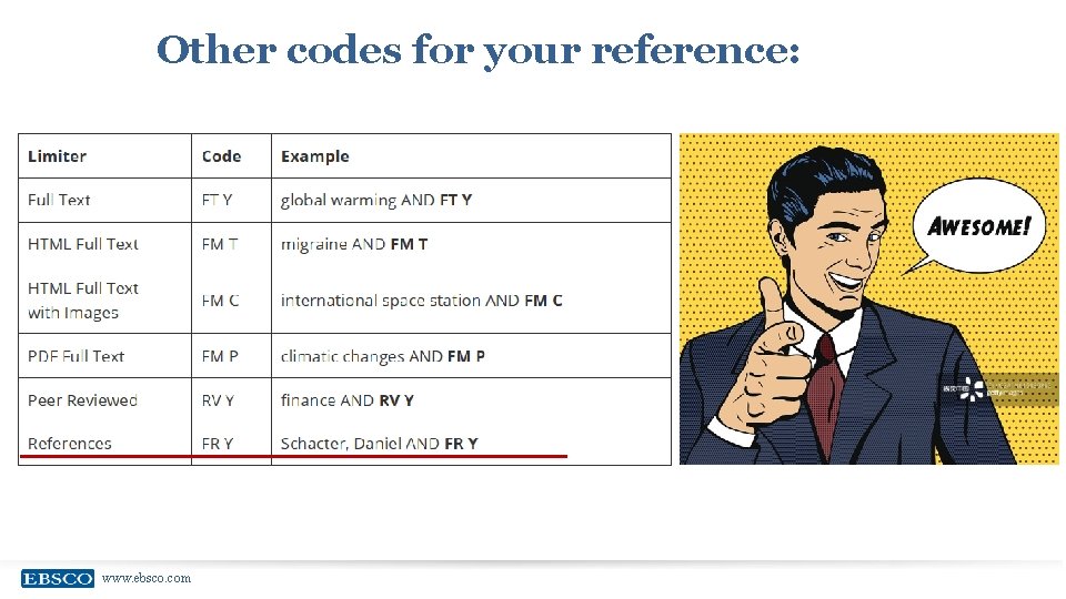 Other codes for your reference: www. ebsco. com 