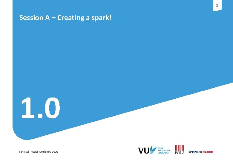 2 Session A – Creating a spark! 1. 0 Societal Impact Workshop 2020 