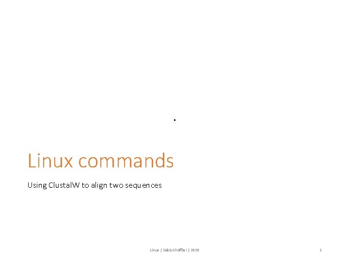 . Linux commands Using Clustal. W to align two sequences Linux | Saba Ghaffari