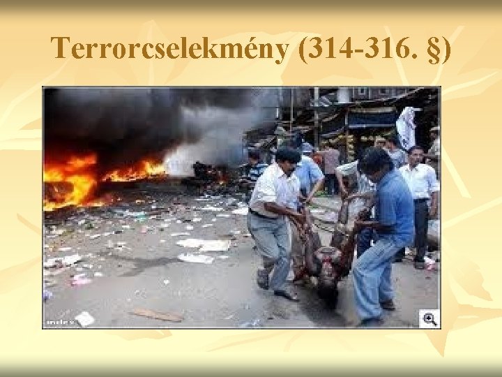 Terrorcselekmény (314 -316. §) 