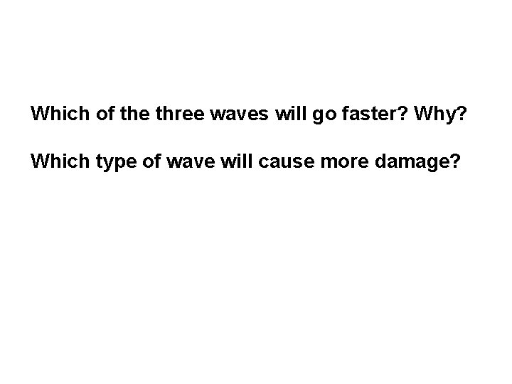 Which of the three waves will go faster? Why? Which type of wave will