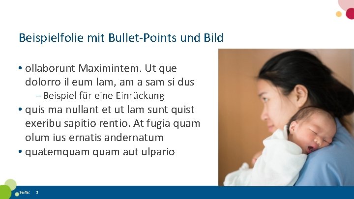 Beispielfolie mit Bullet-Points und Bild • ollaborunt Maximintem. Ut que dolorro il eum lam,