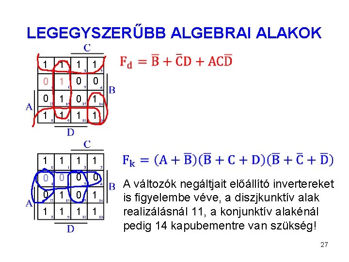 LEGEGYSZERŰBB ALGEBRAI ALAKOK 1 1 0 1 0 0 0 1 1 1 1