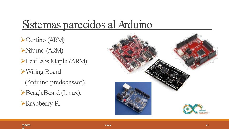 Sistemas parecidos al Arduino Cortino (ARM) Xduino (ARM). Leaf. Labs Maple (ARM). Wiring Board