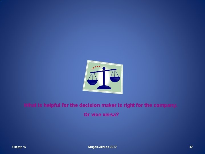 What is helpful for the decision maker is right for the company. Or vice