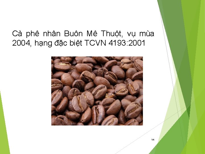 Cà phê nhân Buôn Mê Thuột, vụ mùa 2004, hạng đặc biệt TCVN 4193: