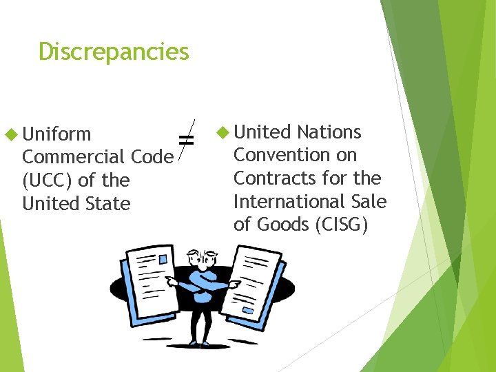 Discrepancies Uniform = Commercial Code (UCC) of the United State United Nations Convention on