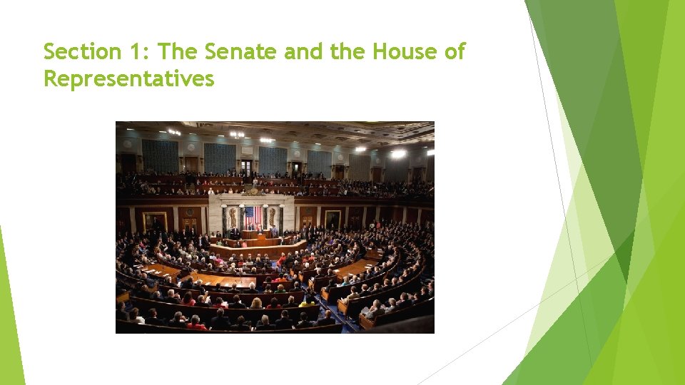 Section 1: The Senate and the House of Representatives 