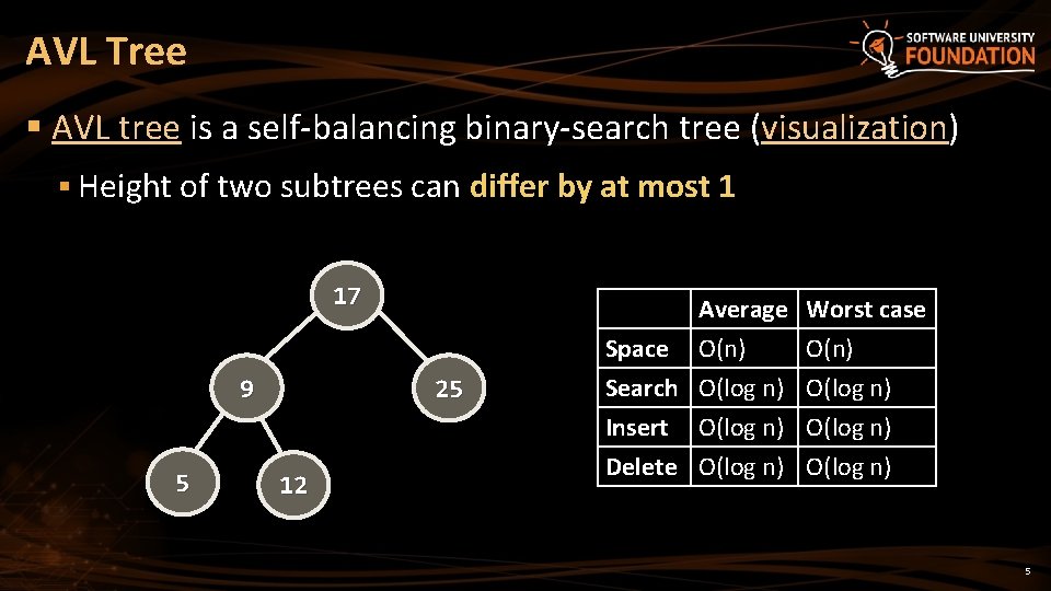 AVL Tree § AVL tree is a self-balancing binary-search tree (visualization) § Height of AVL Tree § AVL tree is a self-balancing binary-search tree (visualization) § Height of