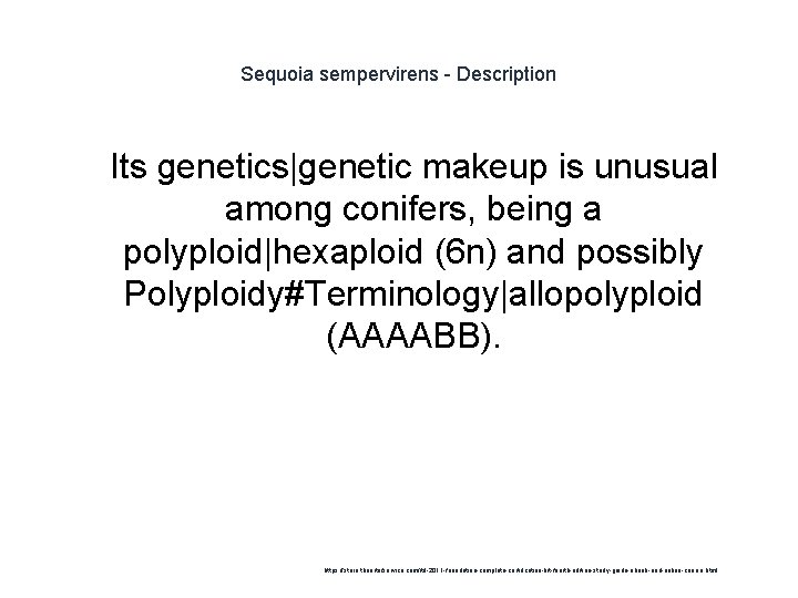 Sequoia sempervirens - Description 1 Its genetics|genetic makeup is unusual among conifers, being a