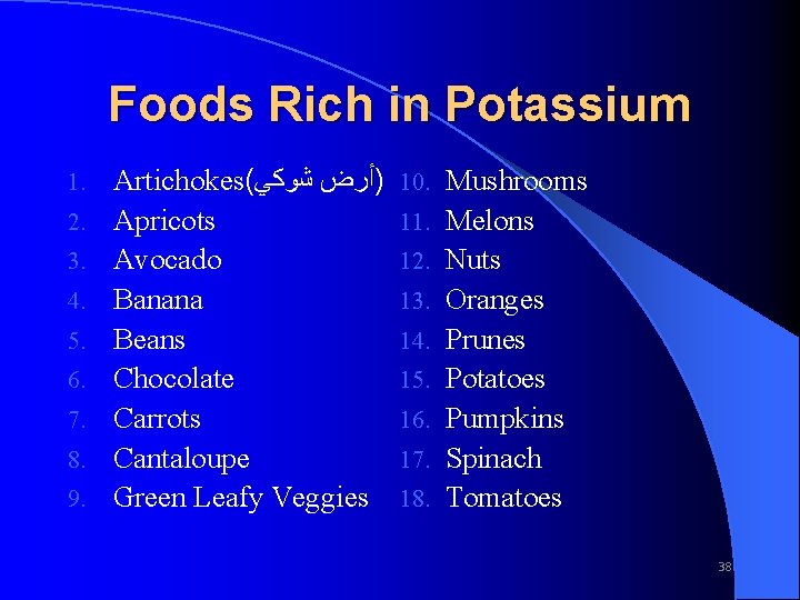 Foods Rich in Potassium 1. 2. 3. 4. 5. 6. 7. 8. 9. Artichokes(