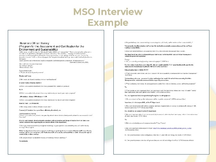 MSO Interview Example 