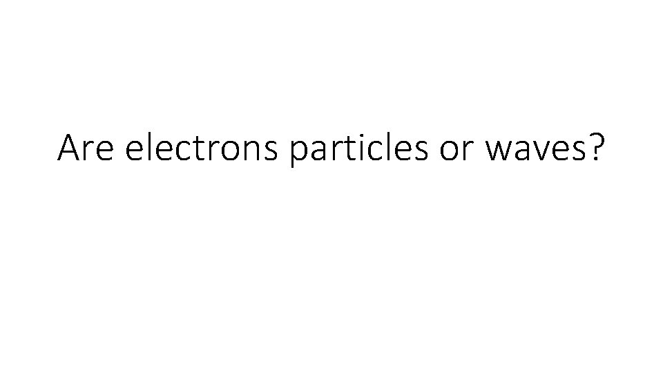 Are electrons particles or waves? 