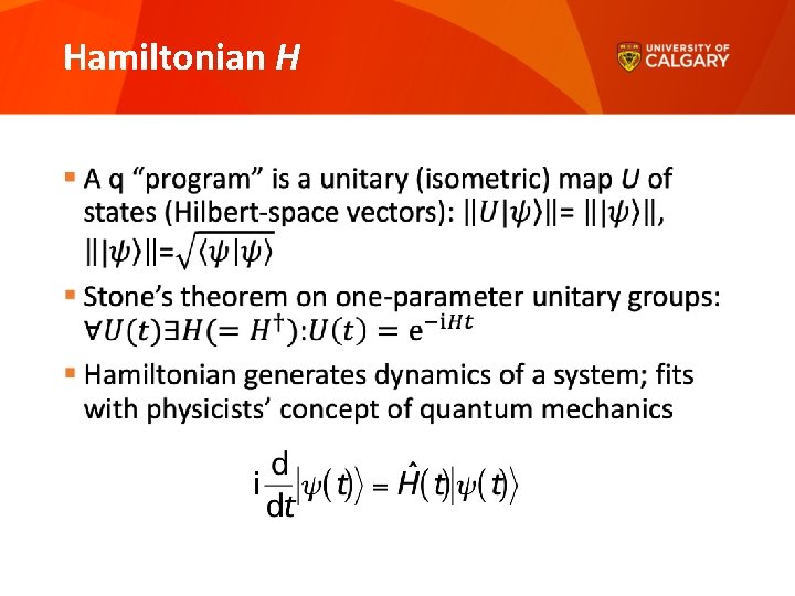 Hamiltonian H § 