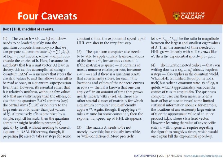 Four Caveats 