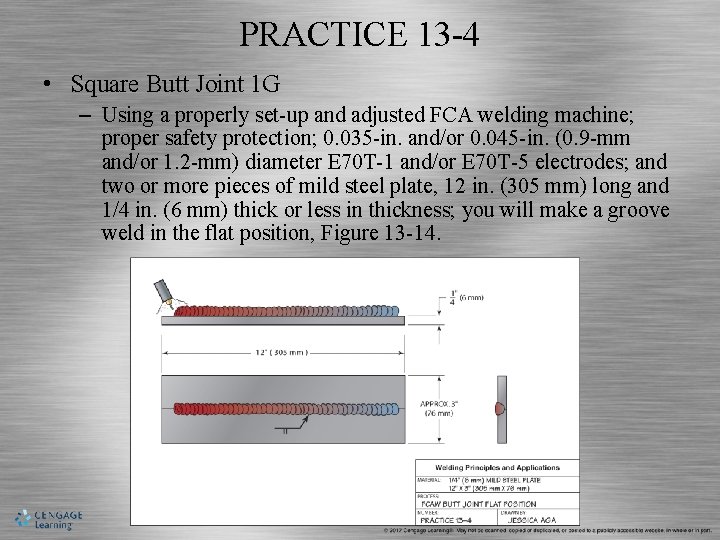 PRACTICE 13 -4 • Square Butt Joint 1 G – Using a properly set-up