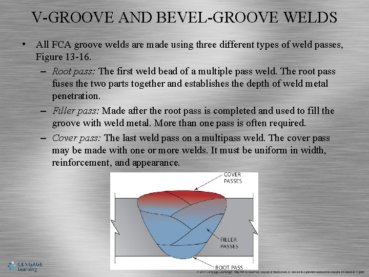 V-GROOVE AND BEVEL-GROOVE WELDS • All FCA groove welds are made using three different