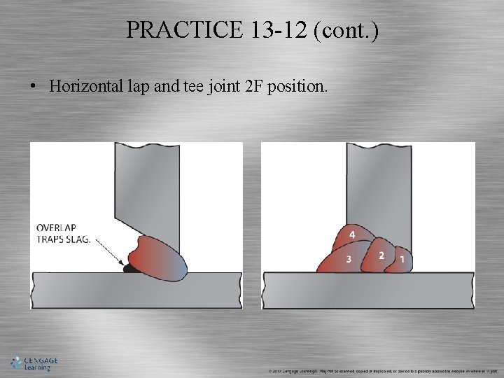 PRACTICE 13 -12 (cont. ) • Horizontal lap and tee joint 2 F position.