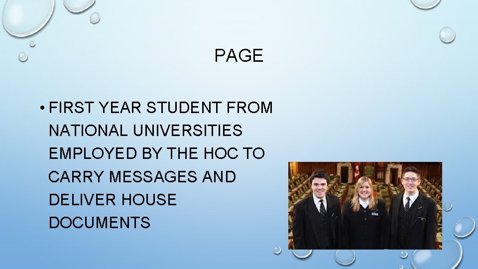 PAGE • FIRST YEAR STUDENT FROM NATIONAL UNIVERSITIES EMPLOYED BY THE HOC TO CARRY