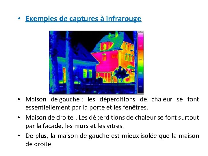  • Exemples de captures à infrarouge • Maison de gauche : les déperditions