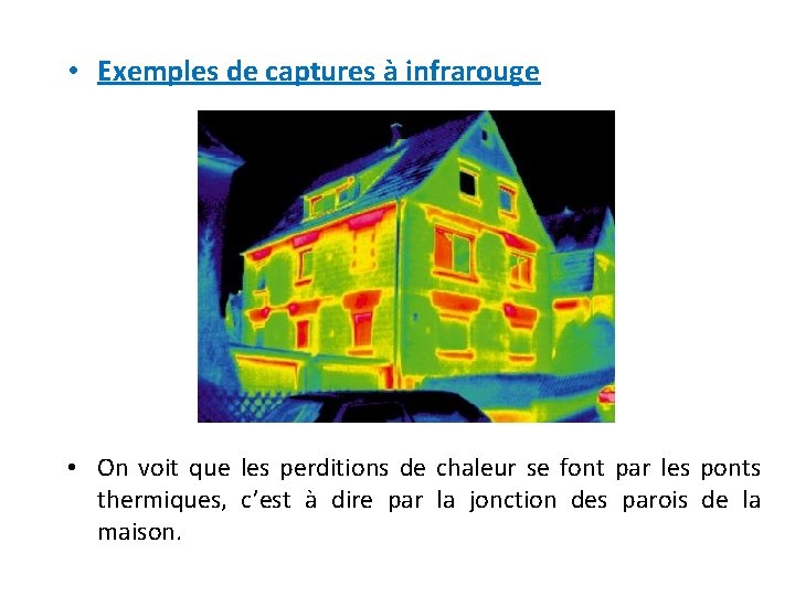  • Exemples de captures à infrarouge • On voit que les perditions de