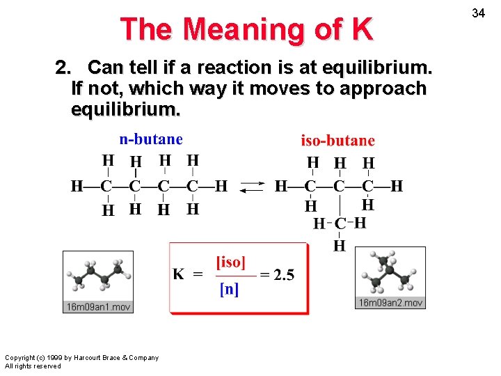 The Meaning of K 2. Can tell if a reaction is at equilibrium. If