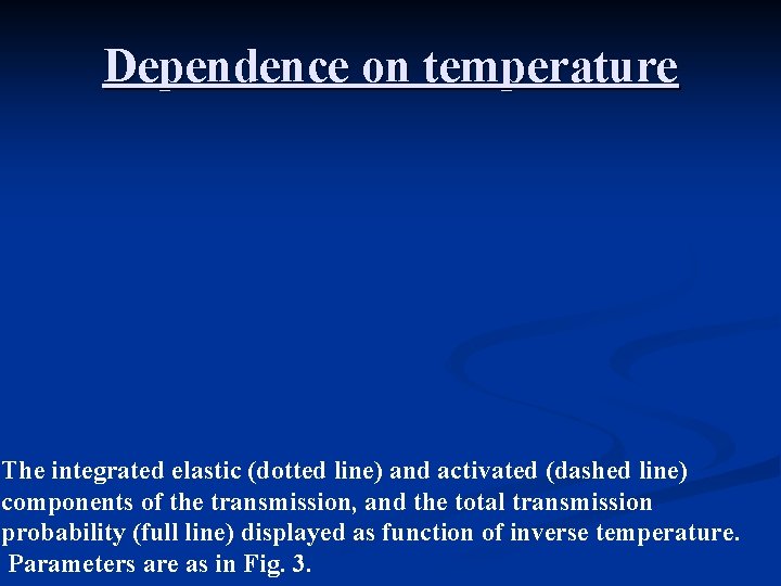 Dependence on temperature The integrated elastic (dotted line) and activated (dashed line) components of