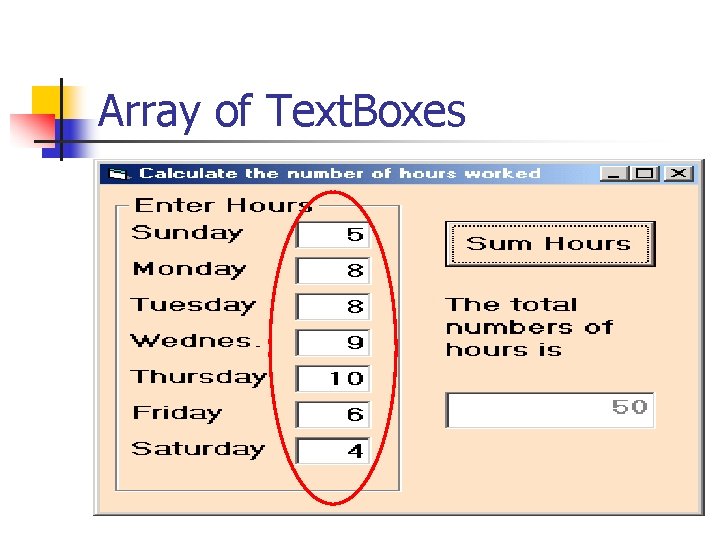 Array of Text. Boxes 