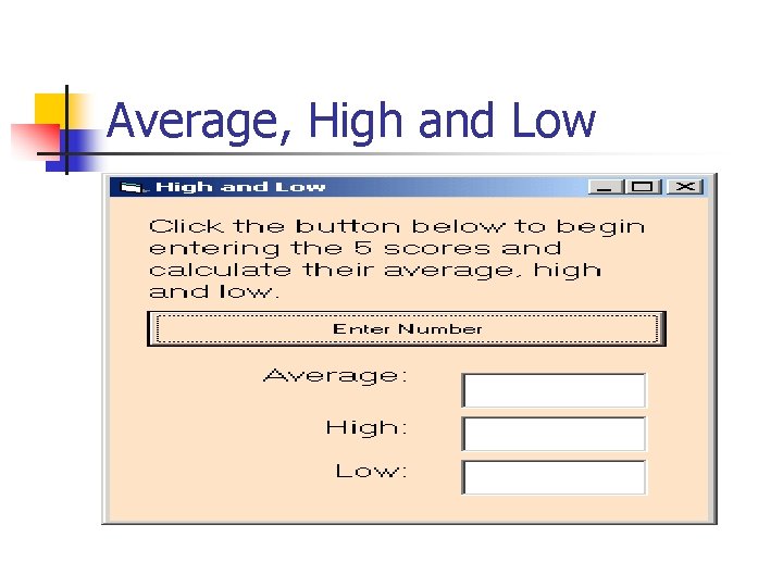 Average, High and Low 